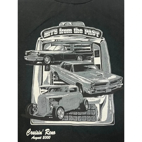 VTG Crusin Reno T Shirt 2X Black 2000 Y2K Old School Classic Muscle Cars Driving - Picture 2 of 7